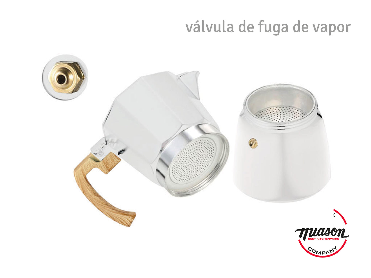 Set Cafetera Italiana Hudson Aluminio 290 ml Para 6 tazas