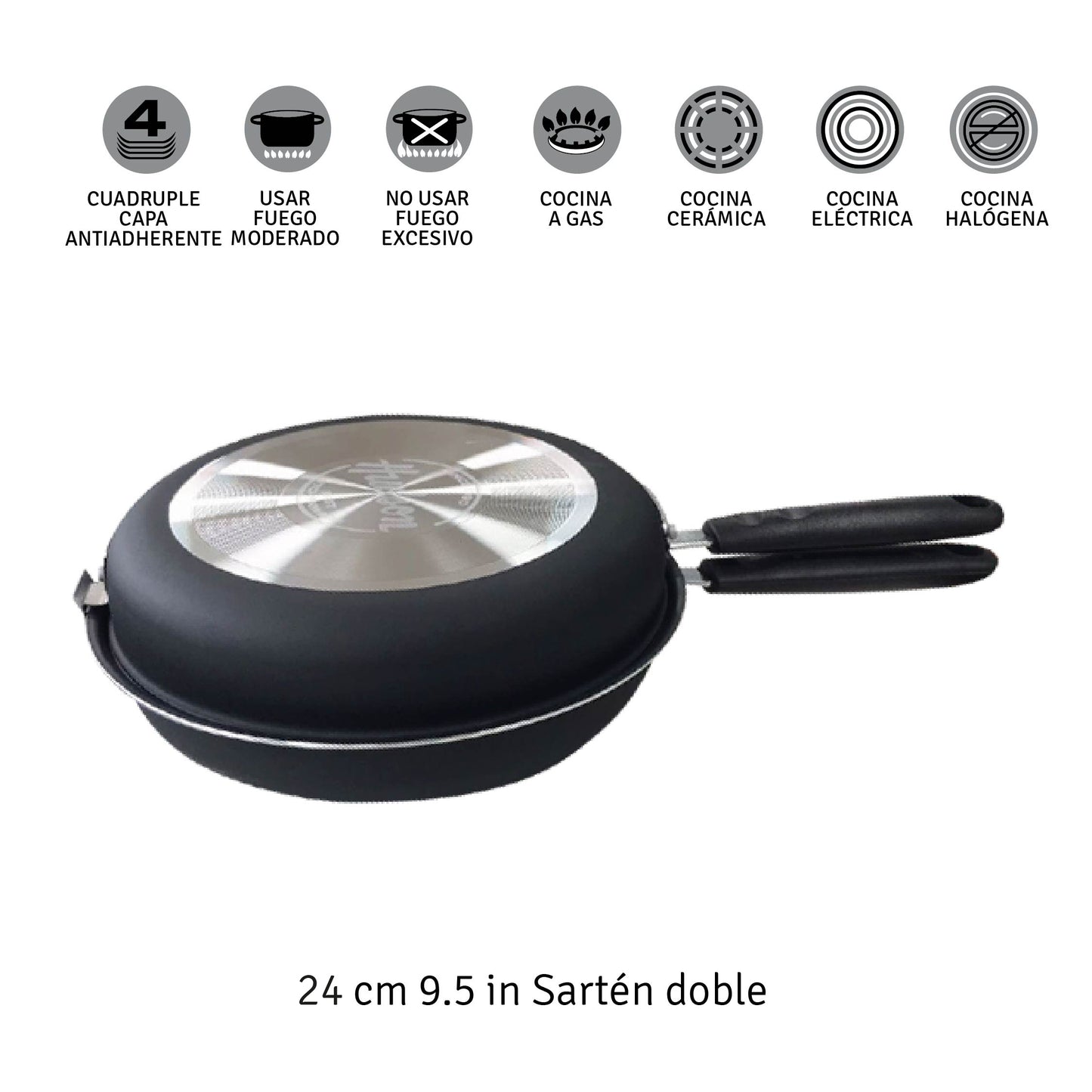 Sarten Doble Antiadherente Hudson 24 Cm Tortilla Aluminio