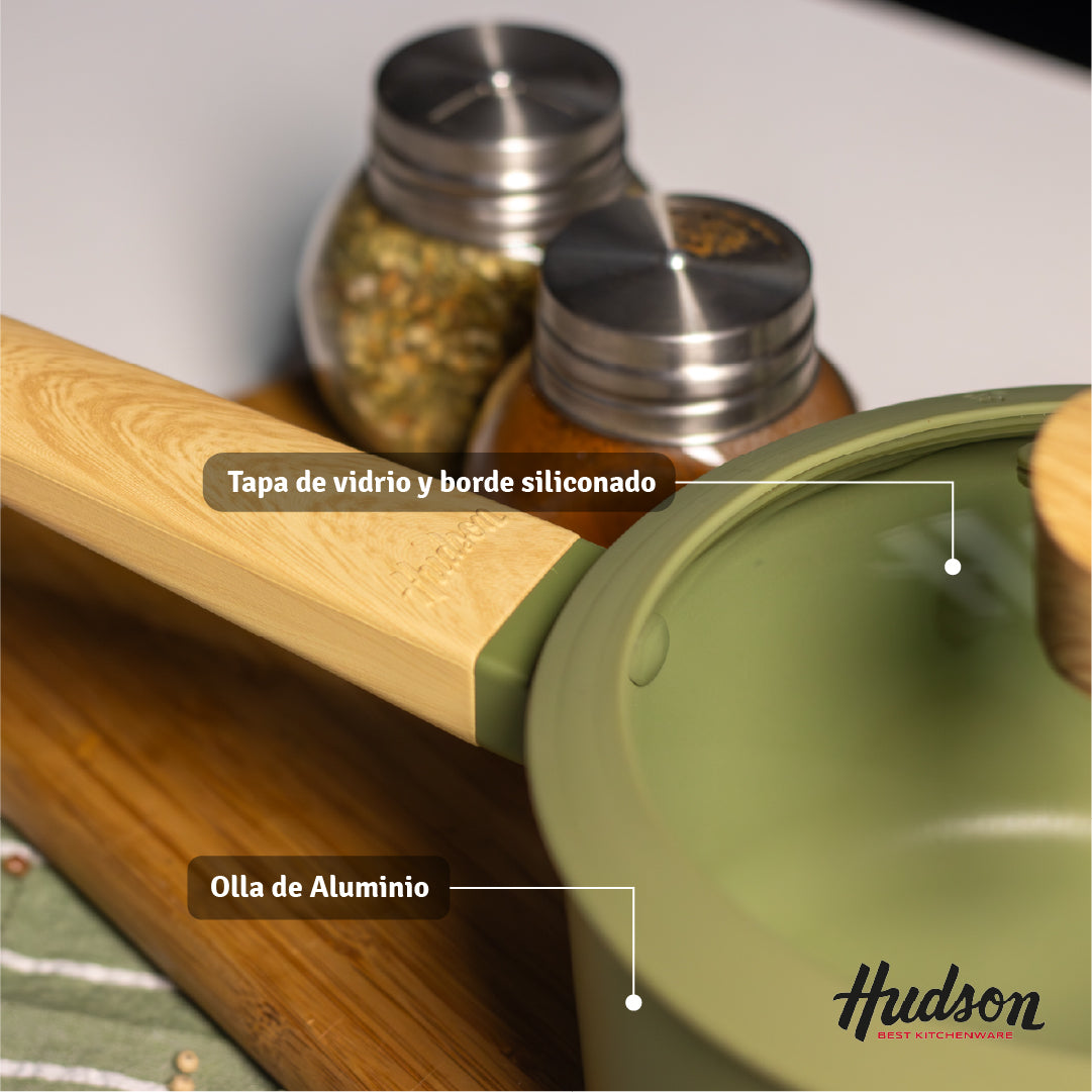 Olla 2 Piezas 1.9 L Aluminio Antiadherente Mango Soft Touch Olive