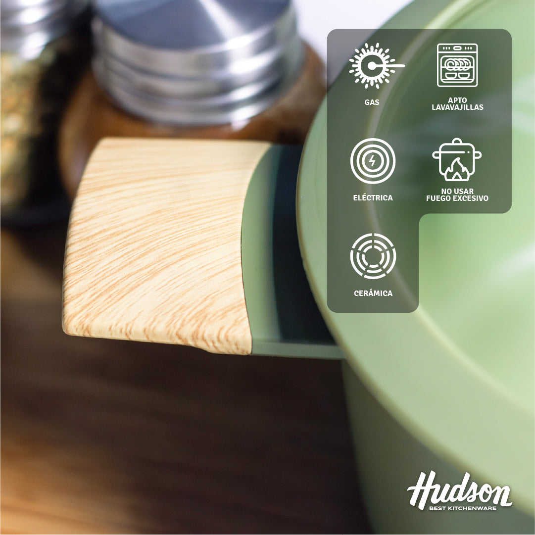 Olla Hudson 24 Cm Olive Antiadherente Válvula De Vapor