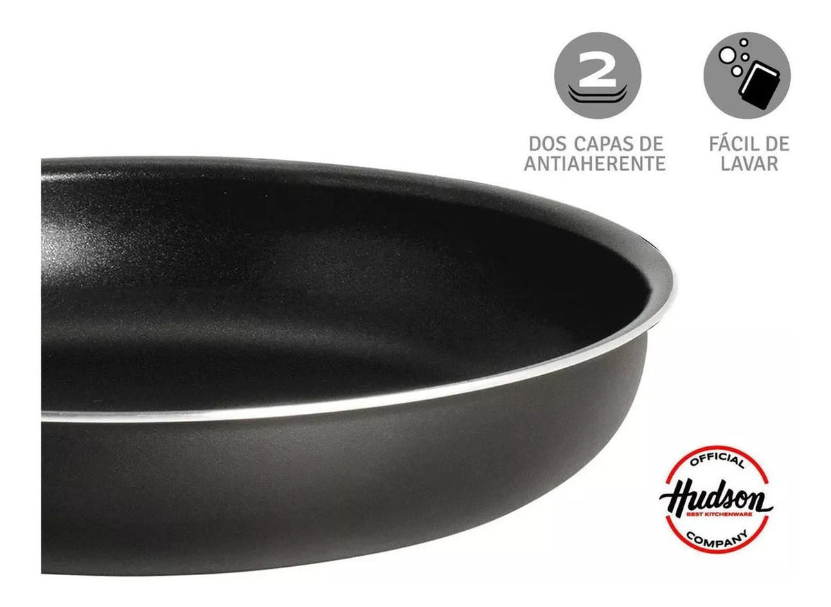 Set 3 Sartenes 20 Cm + 24 Cm + 26 Cm Aluminio Negro Hudson