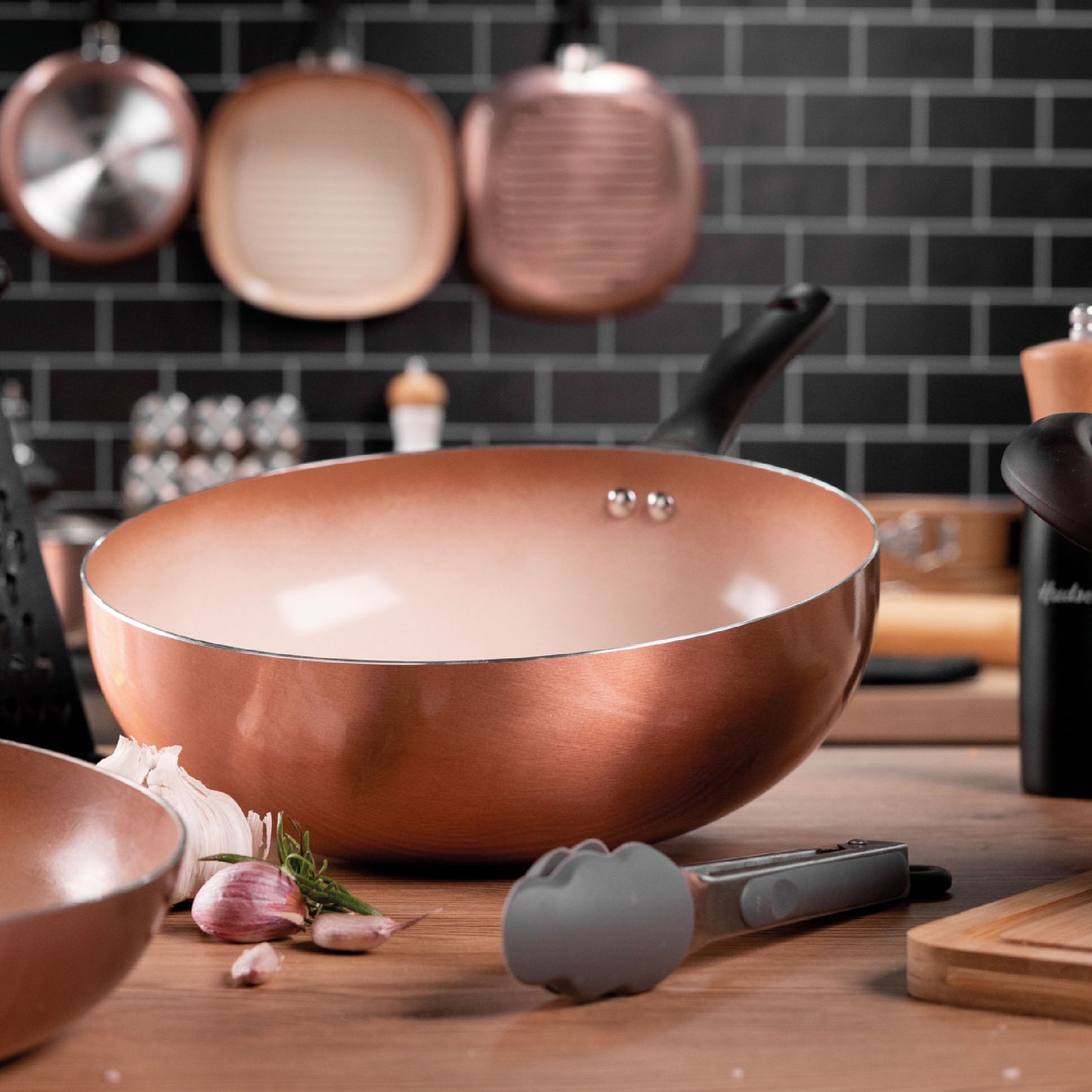 Wok Hudson 28 Cm Triple Capa Antiadherente Cerámico