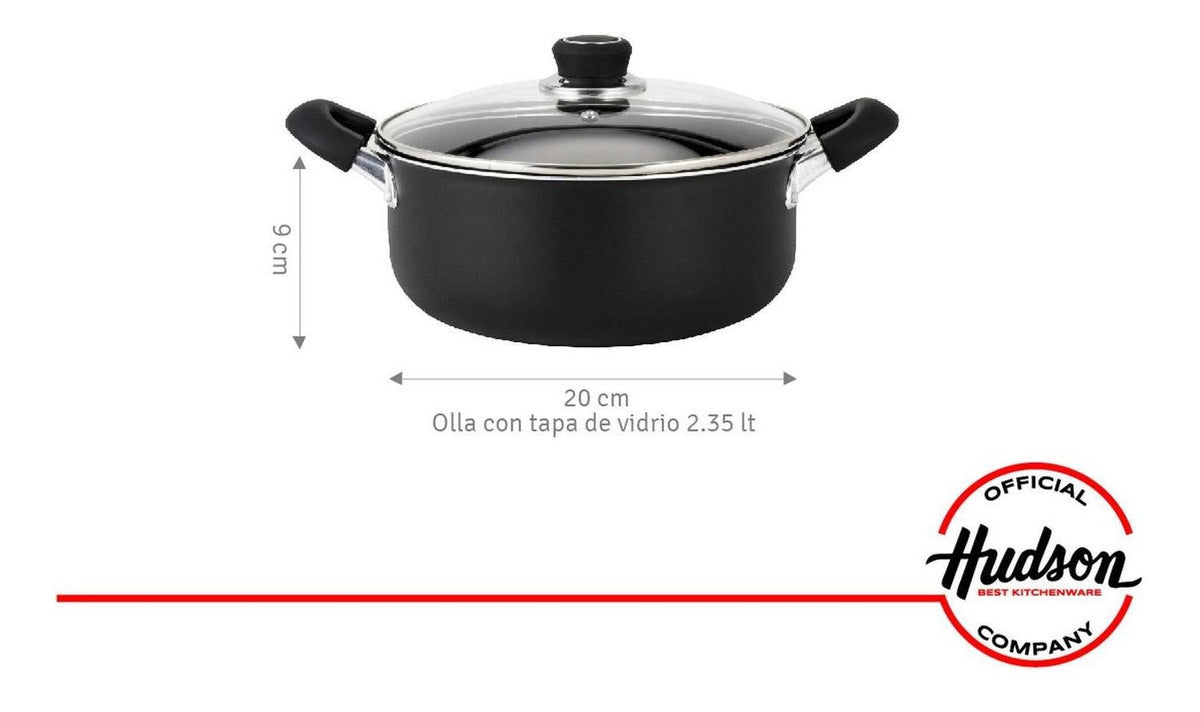 Cacerola 20 Cm Aluminio Negro Con Antiadherente