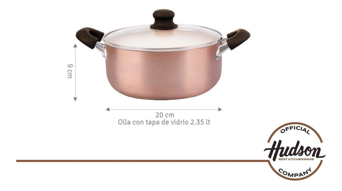 Cacerola 20 Cm Triple Capa Antiadherente Cerámico Hudson