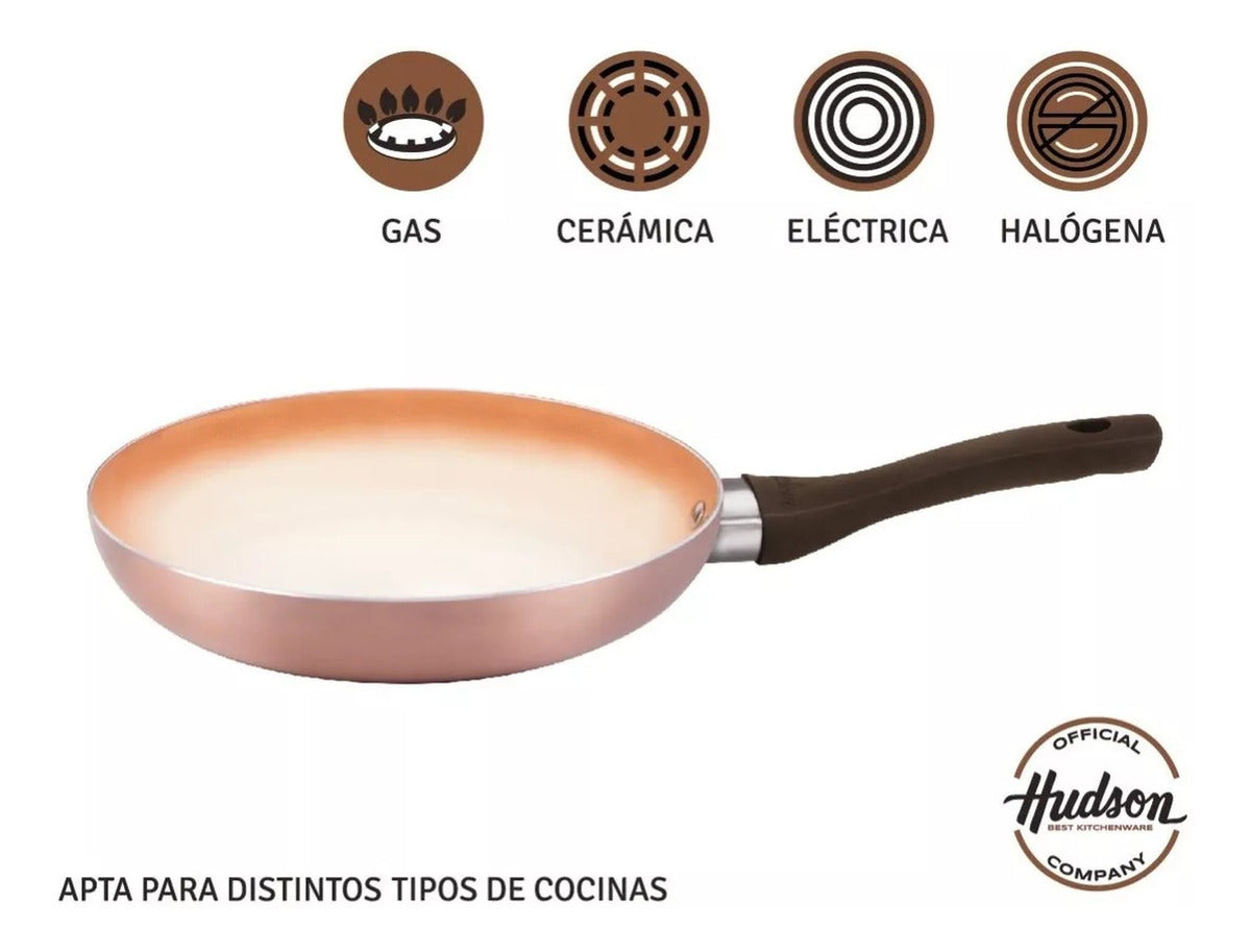 Set Sarten 20 Cm + 24 Cm Cobre Con Antiadherente Hudson