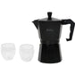 Set Cafetera Italiana De Aluminio Total Black Hudson Oficial