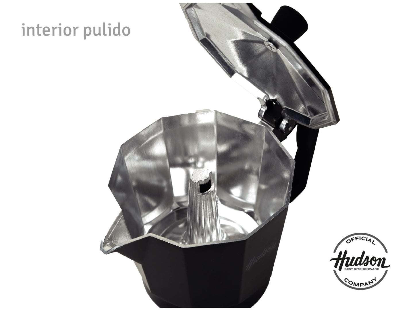 Set Cafetera Italiana De Aluminio Total Black Hudson Oficial