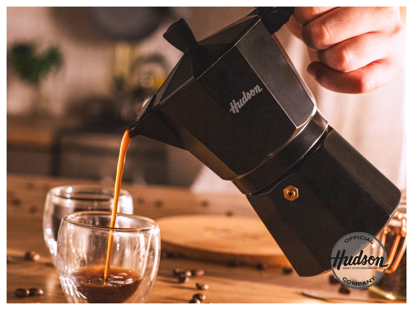 Set Cafetera Italiana De Aluminio Total Black Hudson Oficial