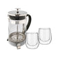 Set Hudson Cafetera Embolo Francesa 600ml + 2 Vasos Térmicos