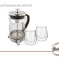 Set Hudson Cafetera Embolo Francesa 600ml + 2 Vasos Térmicos
