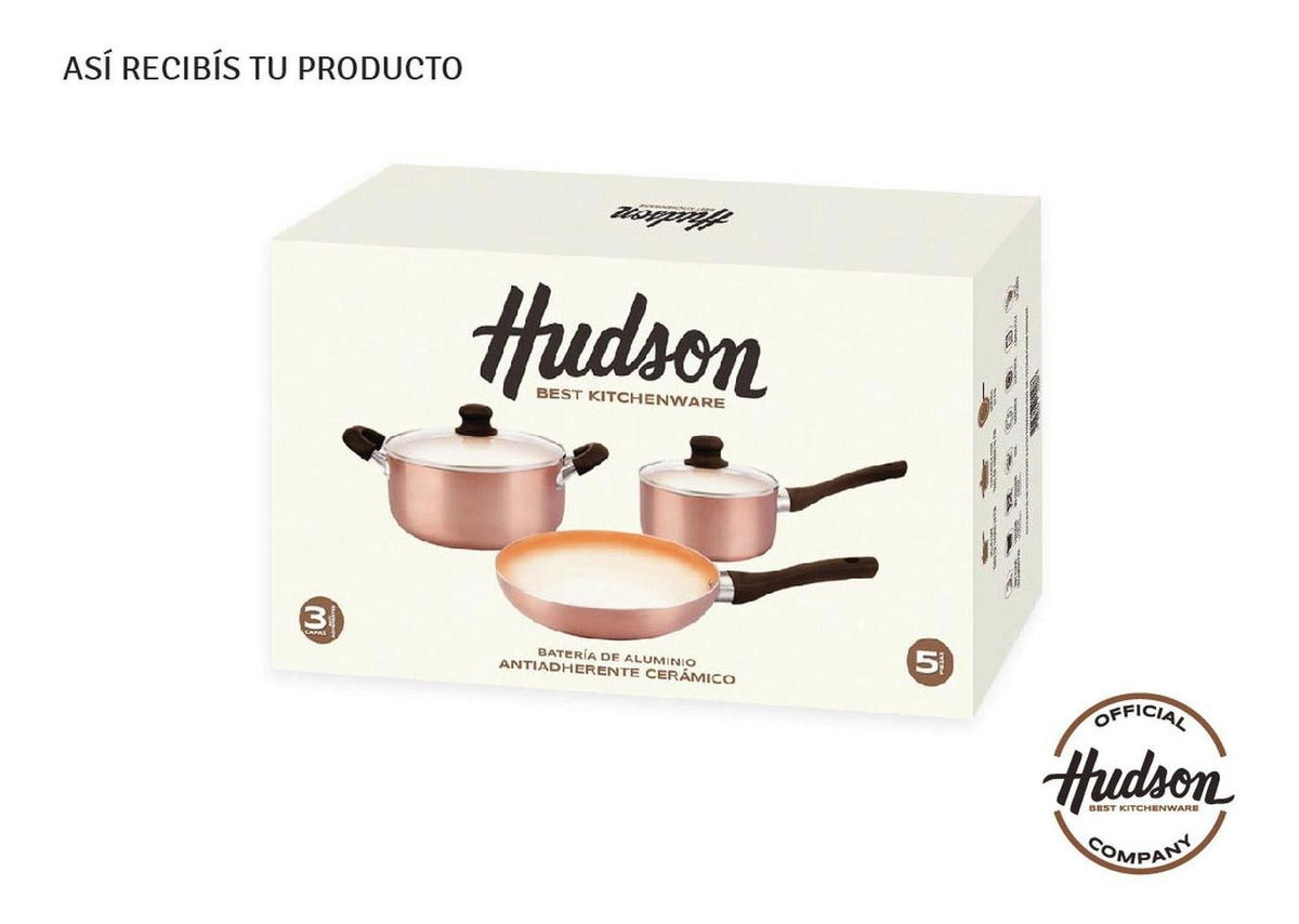 Batería De Cocina Antiadherente Cerámico Hudson 7 Piezas