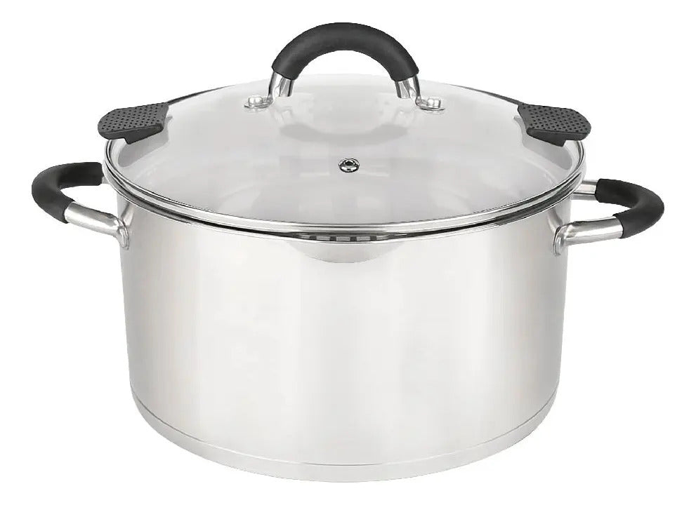 Kit Hudson: Cuchara Acero Inoxidable Plateado + Cacerola 26cm Triple Fondo + Espátula Volteador