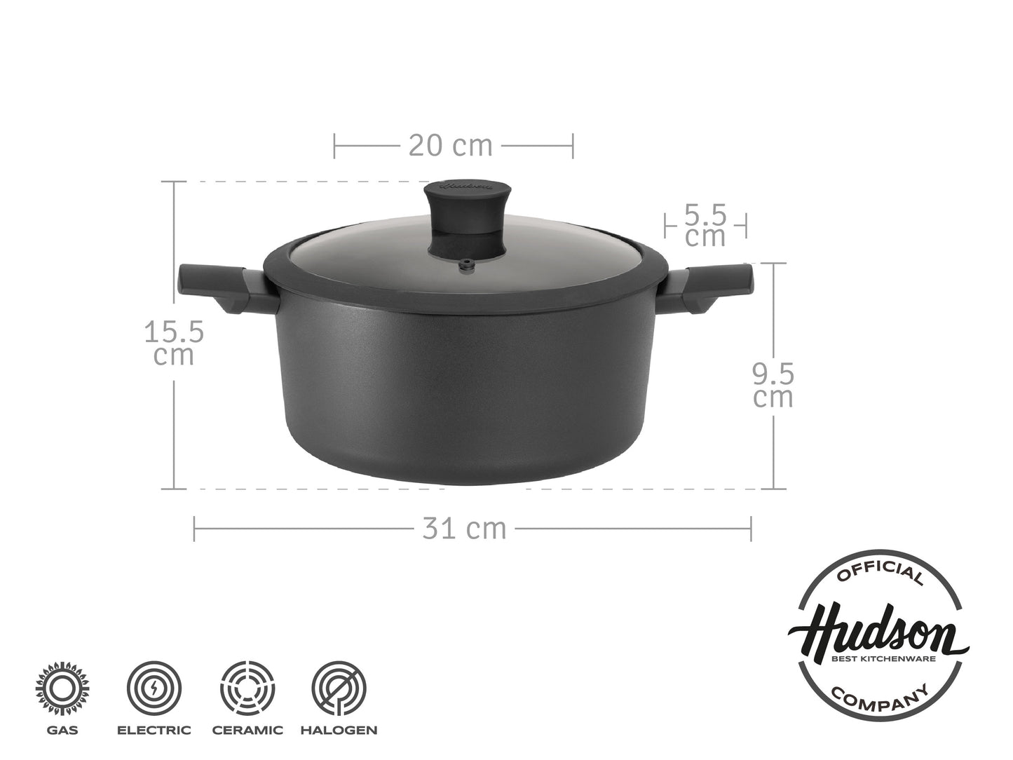 Olla Cacerola Hudson 20 Cm Day05 Antiadherente Con Tapa