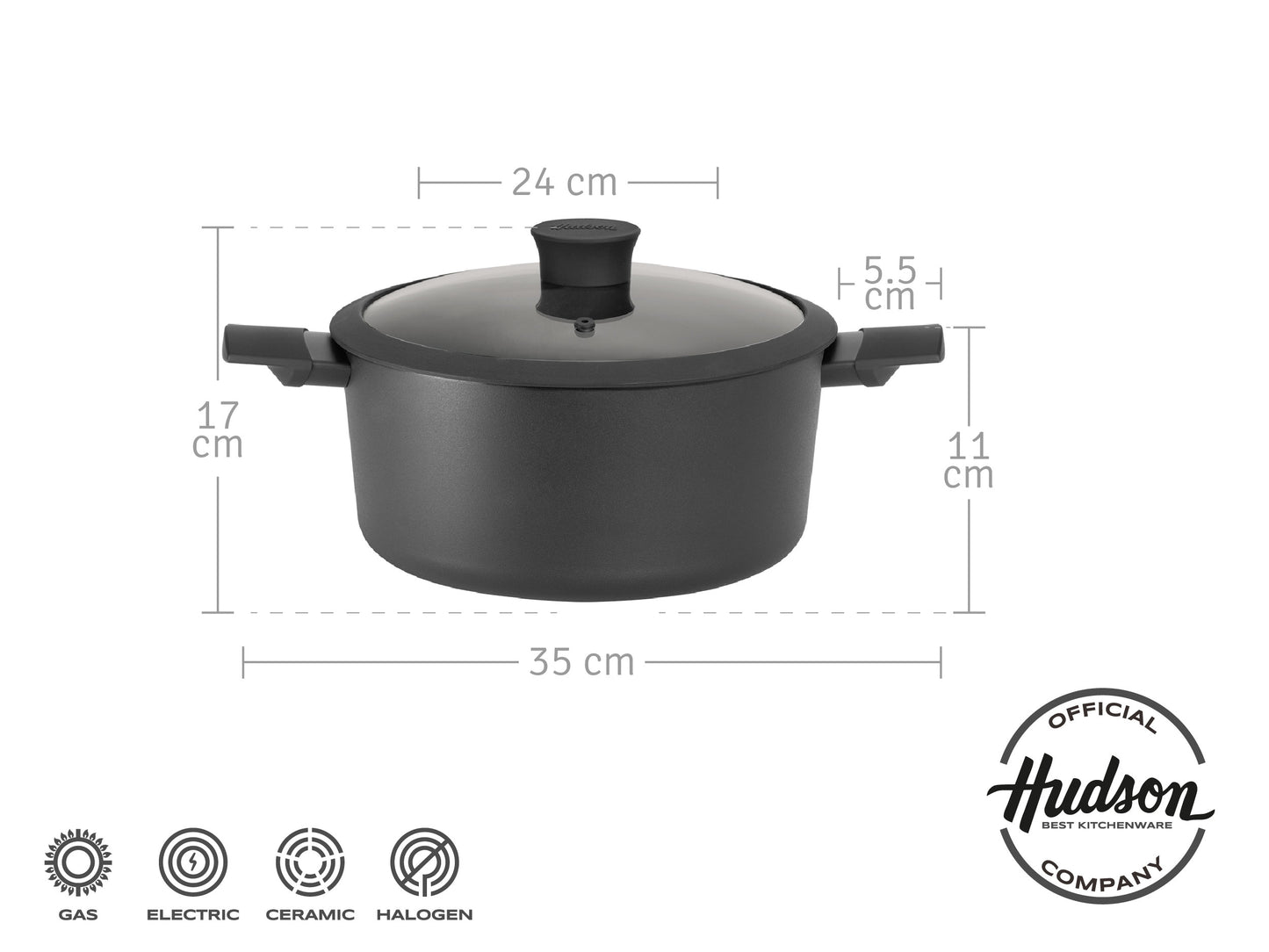Olla 24 Cm  Aluminio Antiadherente Con Tapa Day07