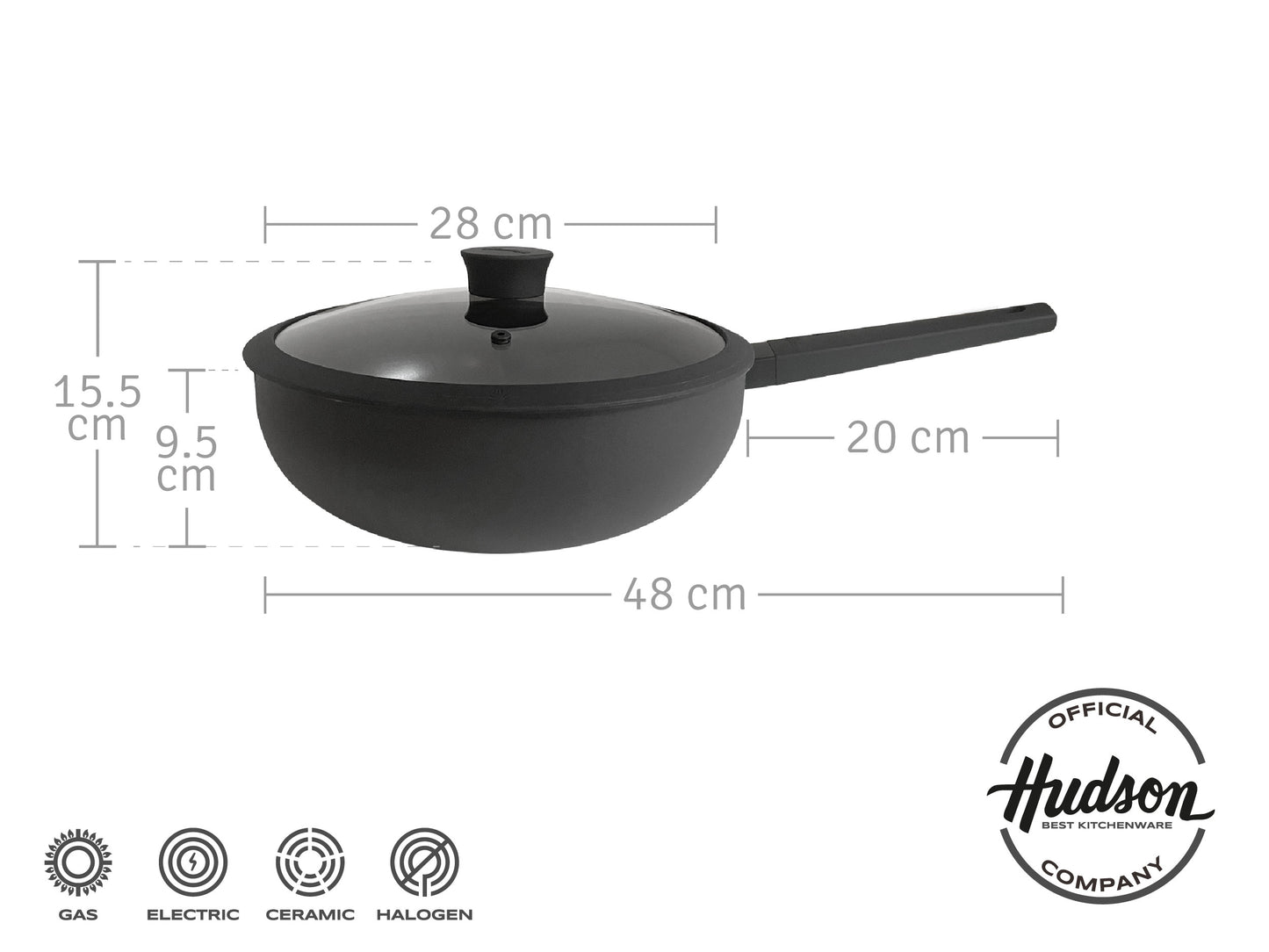 Wok 28 cm Hudson DAY 18 Aluminio Antiadherente
