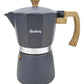Kit Café Hudson: Cafetera Prensa Francesa Cobre Rose 600ml + Cafetera Italiana 9 Tazas Gris + 6 Utensilios Nylon Grises