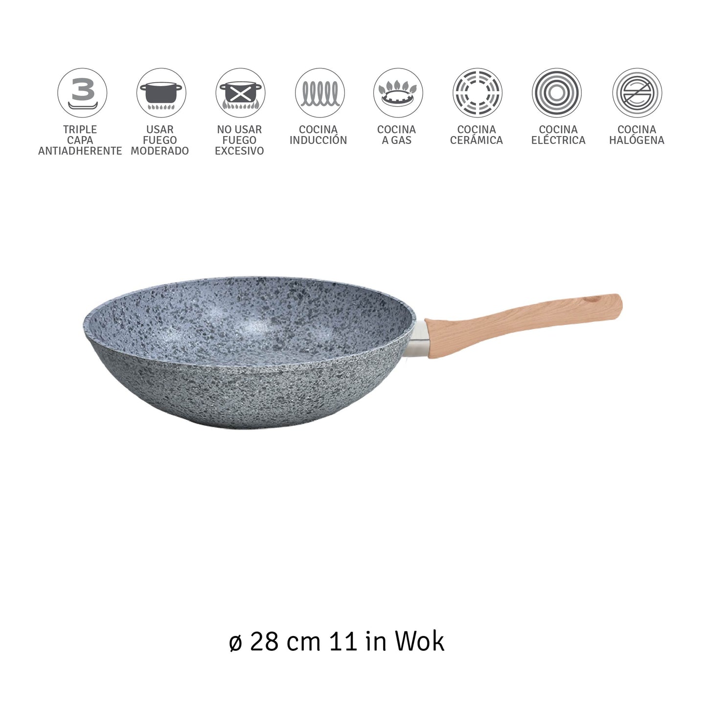 Wok Hudson 28 Cm Aluminio Forjado Antiadherente