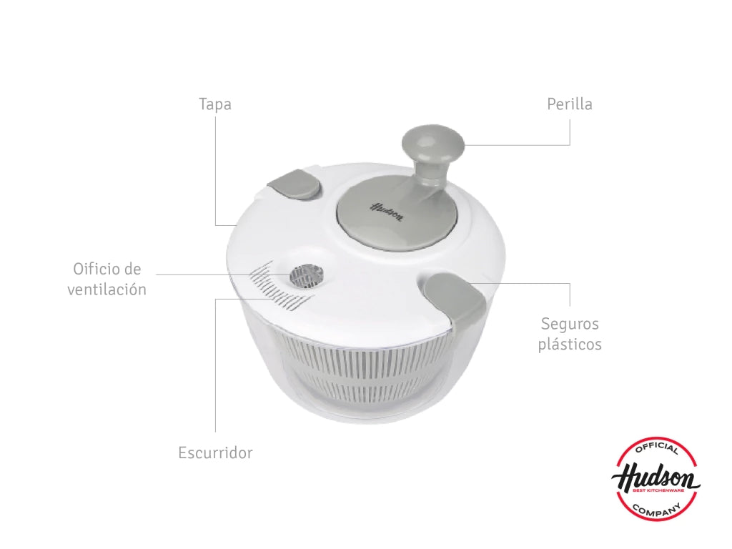 Centrifugador Escurridor de Verduras Hudson 5 Litros con Base Antideslizante – CENTRI03