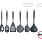 Set 6 Utensilios Cocina Nylon Hudson + Base Moderna Gris