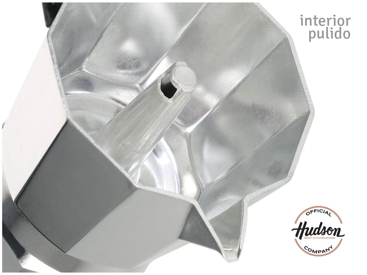 Cafetera Aluminio Pulido Hudson Tipo Italiana 6 Tazas