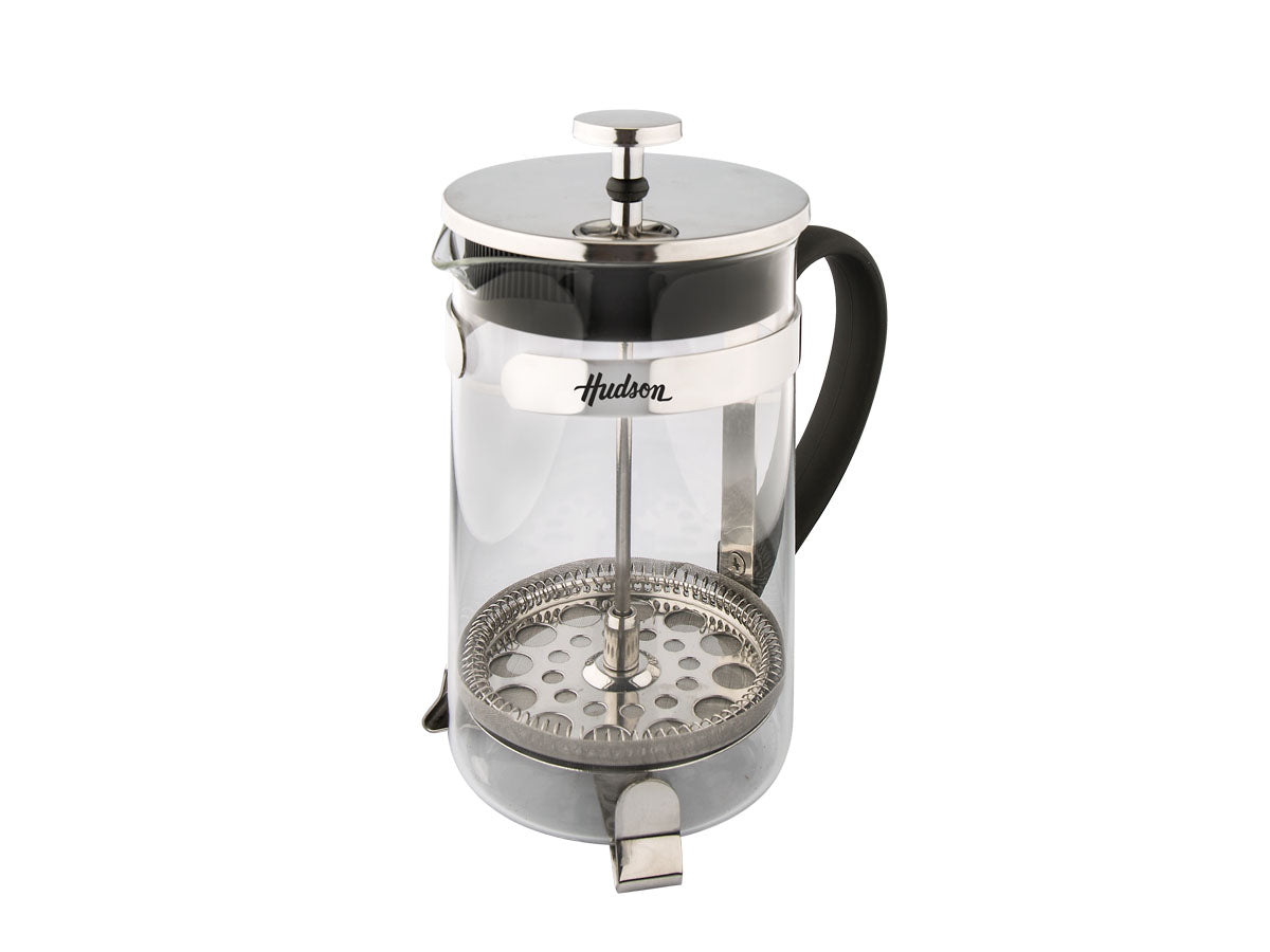 Cafetera Hudson Émbolo F-228-1000 manual plateada y negra