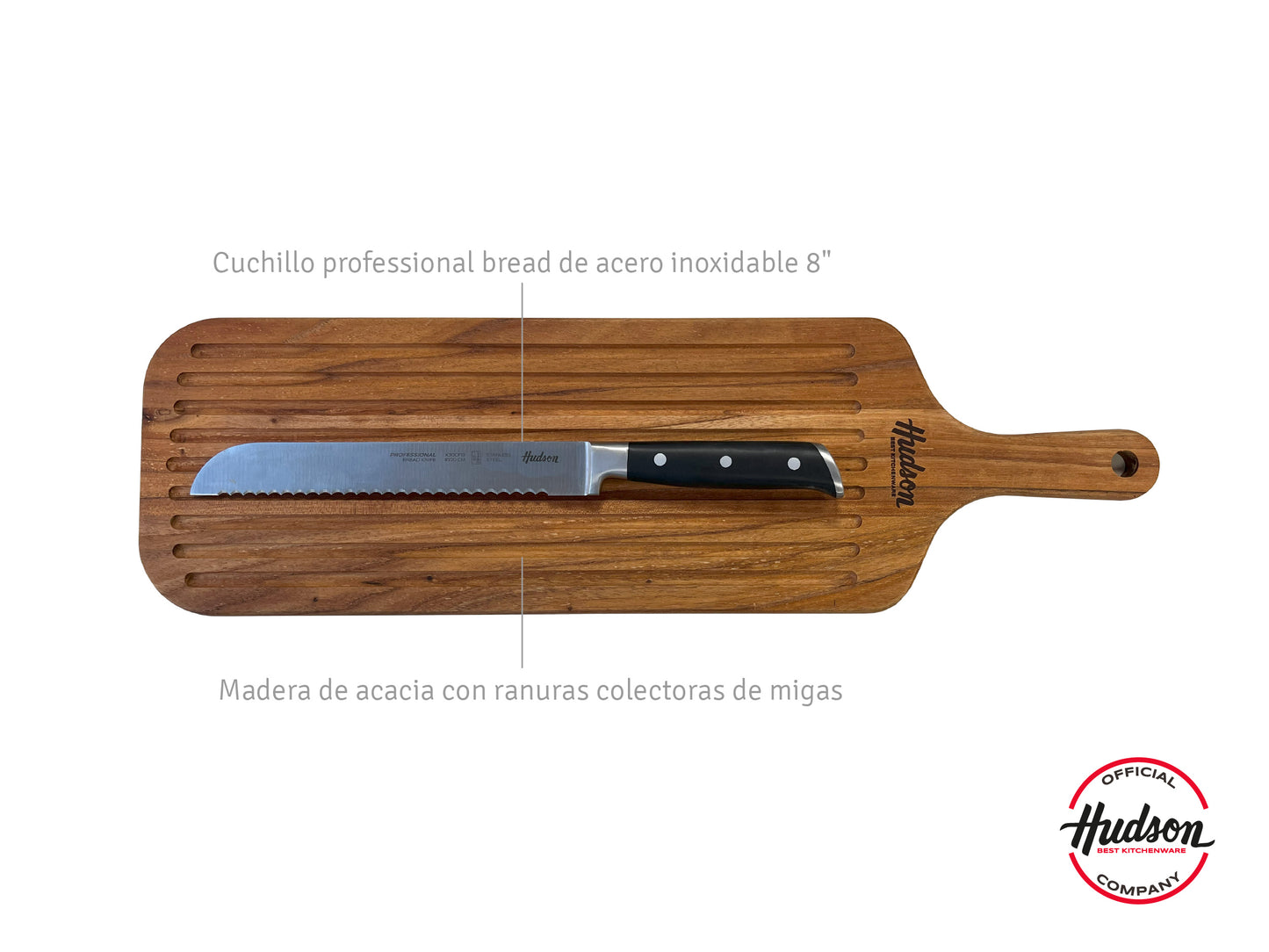 Set De Tabla + Cuchillo De Pan Línea Profesional Set Profesional Marrón Claro