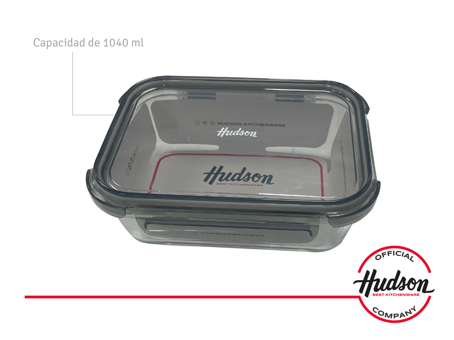 Contenedor Hermético Hudson de Vidrio Borosilicato 1040 ml con Tapa BPA Free