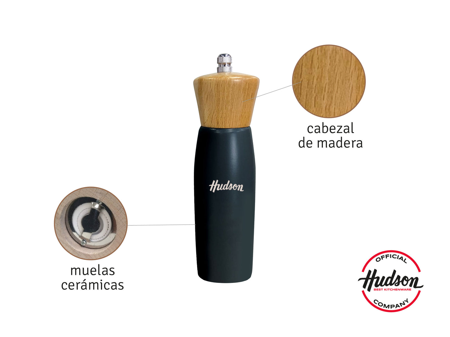 Especiero acero inoxadable + Molinillo de madera
