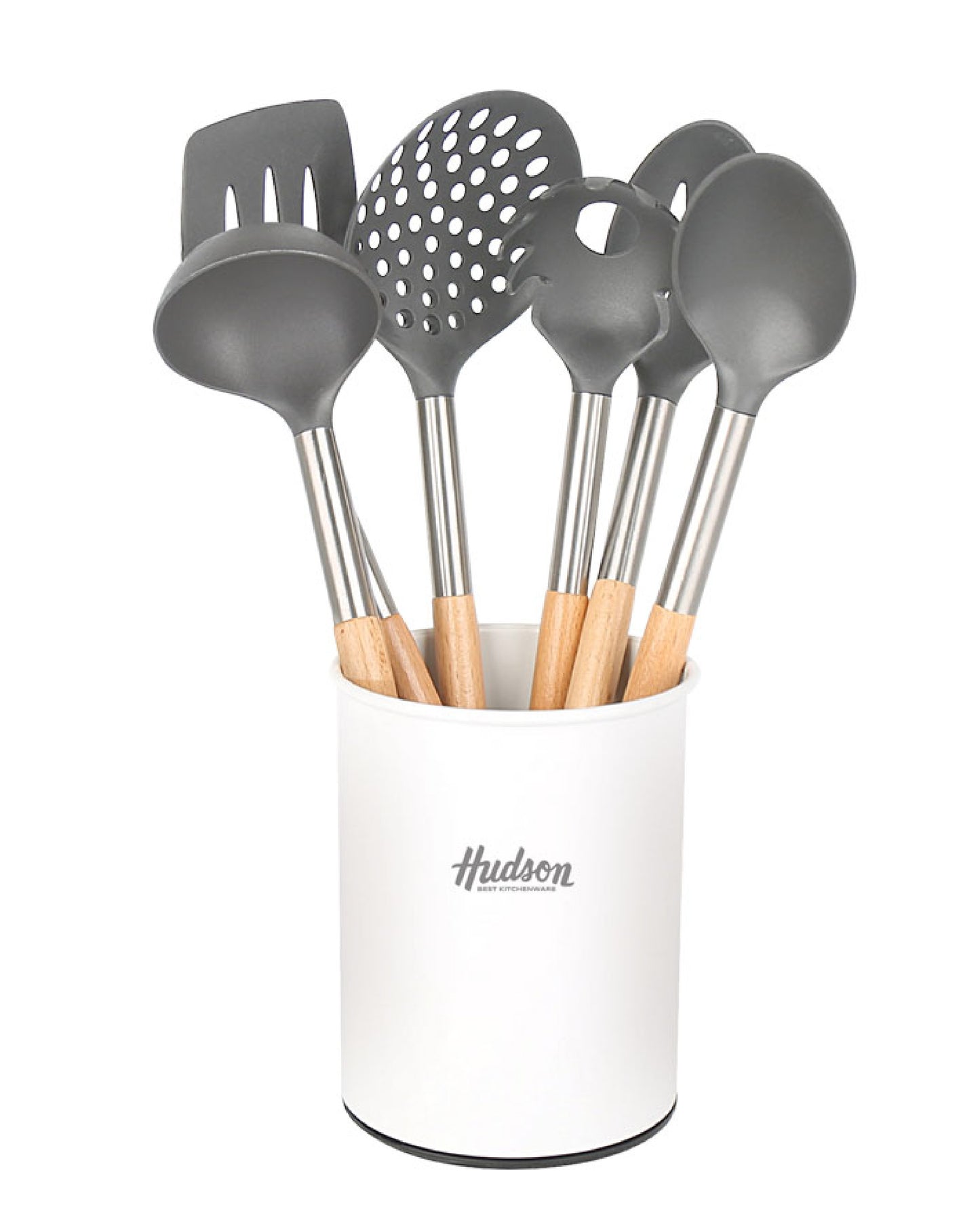 Set 6 Utensilios Nylon Mango Madera