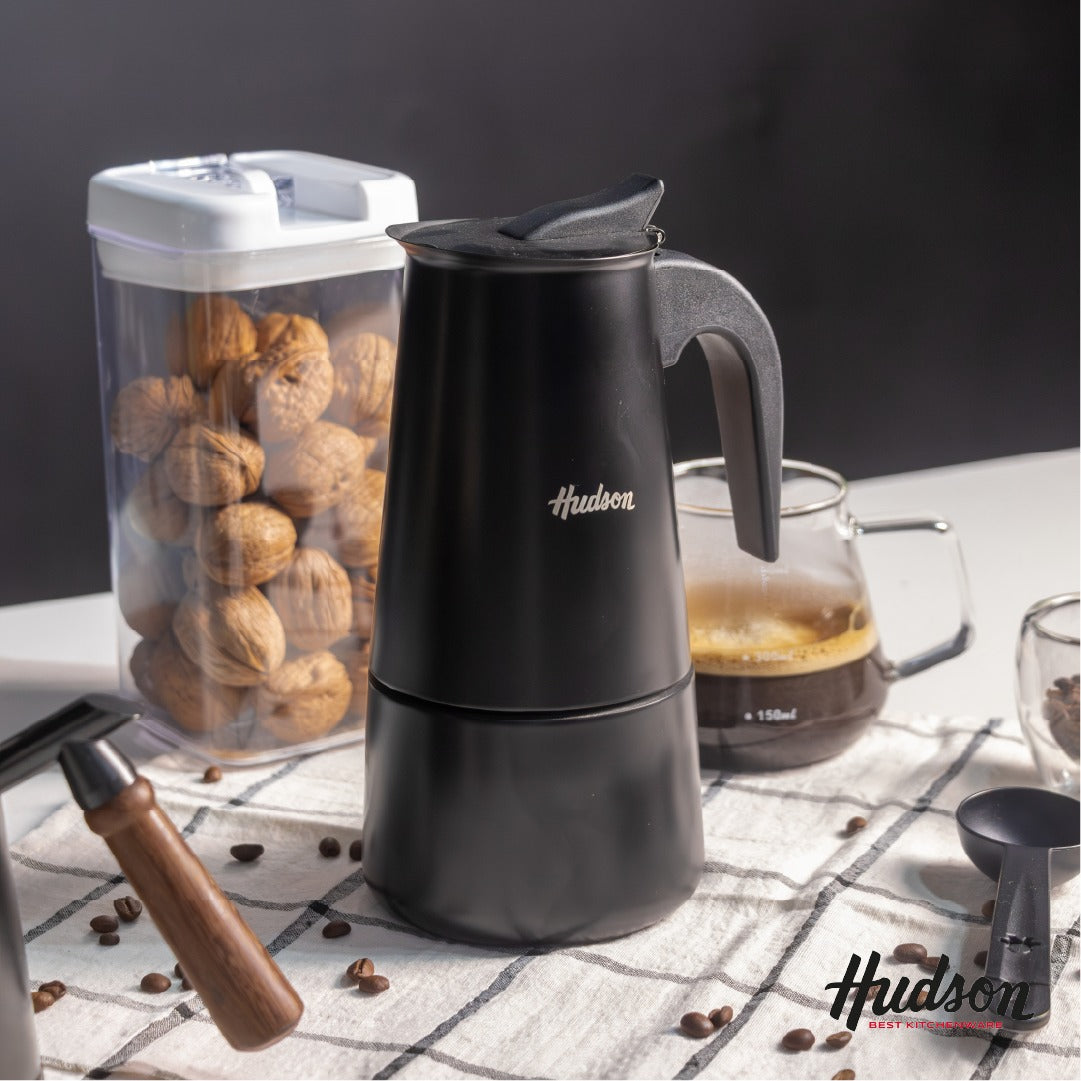 Cafetera Italiana De 650ml Negra Para Inducción Hudson Negro