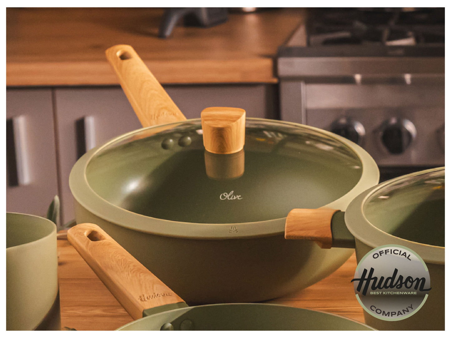 Wok Hudson Olive 28 Cm Con Antiadherente 4.6 L