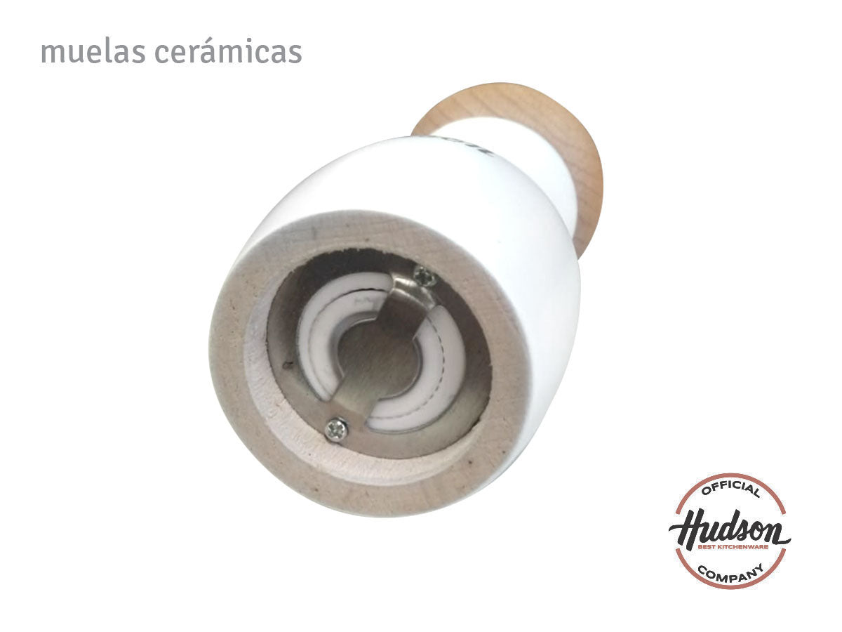 Molinillo De Madera Hudson Laqueado Color Blanco 15 Cm