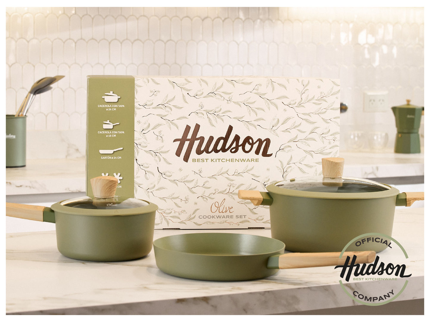 Batería De Cocina Hudson 5 Piezas Antiadherente Aluminio