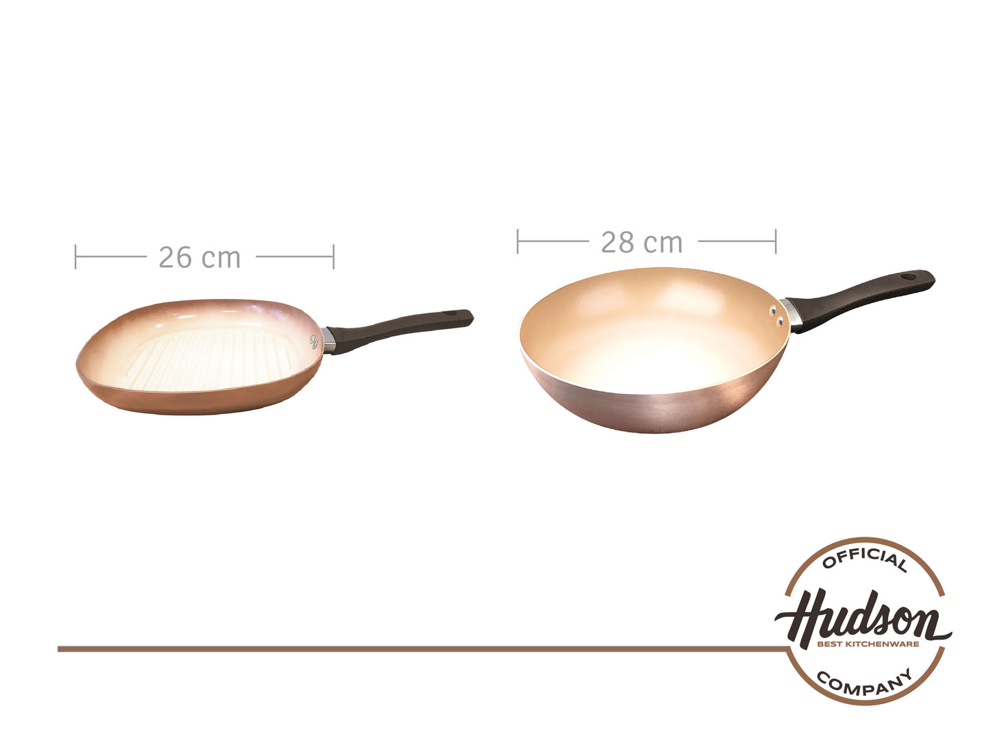 Set Cacerolas +Bifera+ Wok+Sarten Linea Hudson Cobre