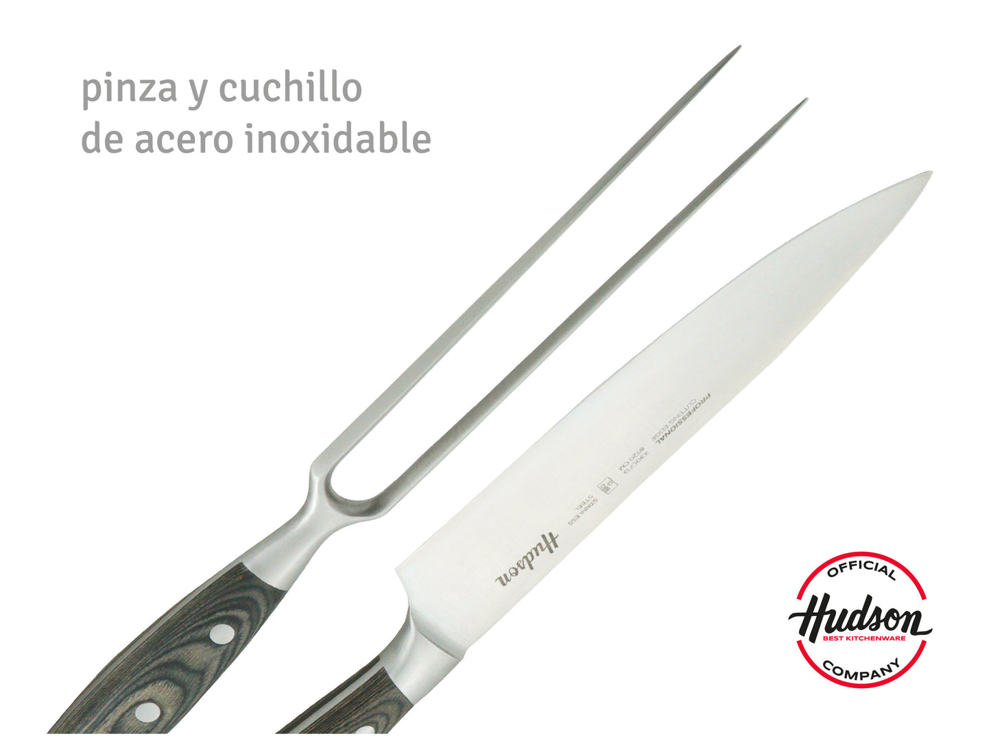 Set De Cuchillo Con Tenerdor 8 Linea Hudson Mango De Madera