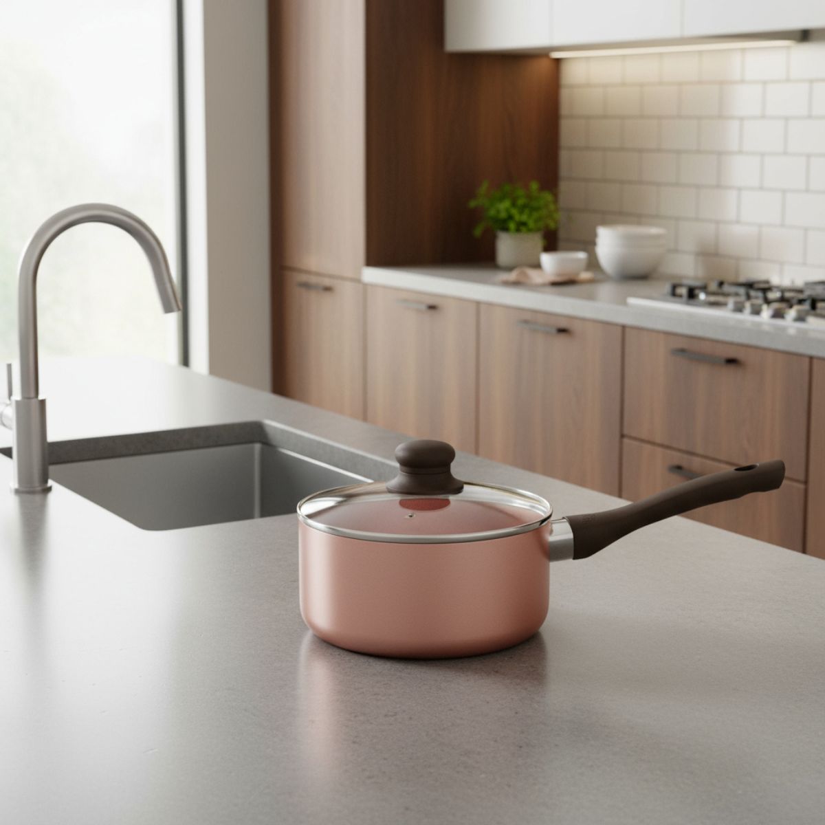 Cacerola 18 Cm Triple Capa Antiadherente Cerámico Hudson