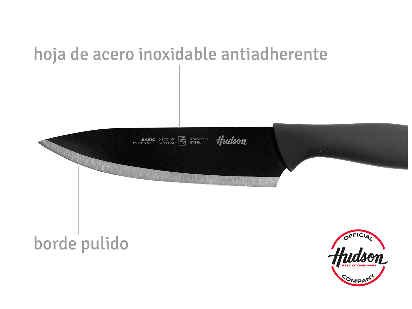 Cuchillo Chef 7'' Basic Linea Hudson Acero Inoxidable