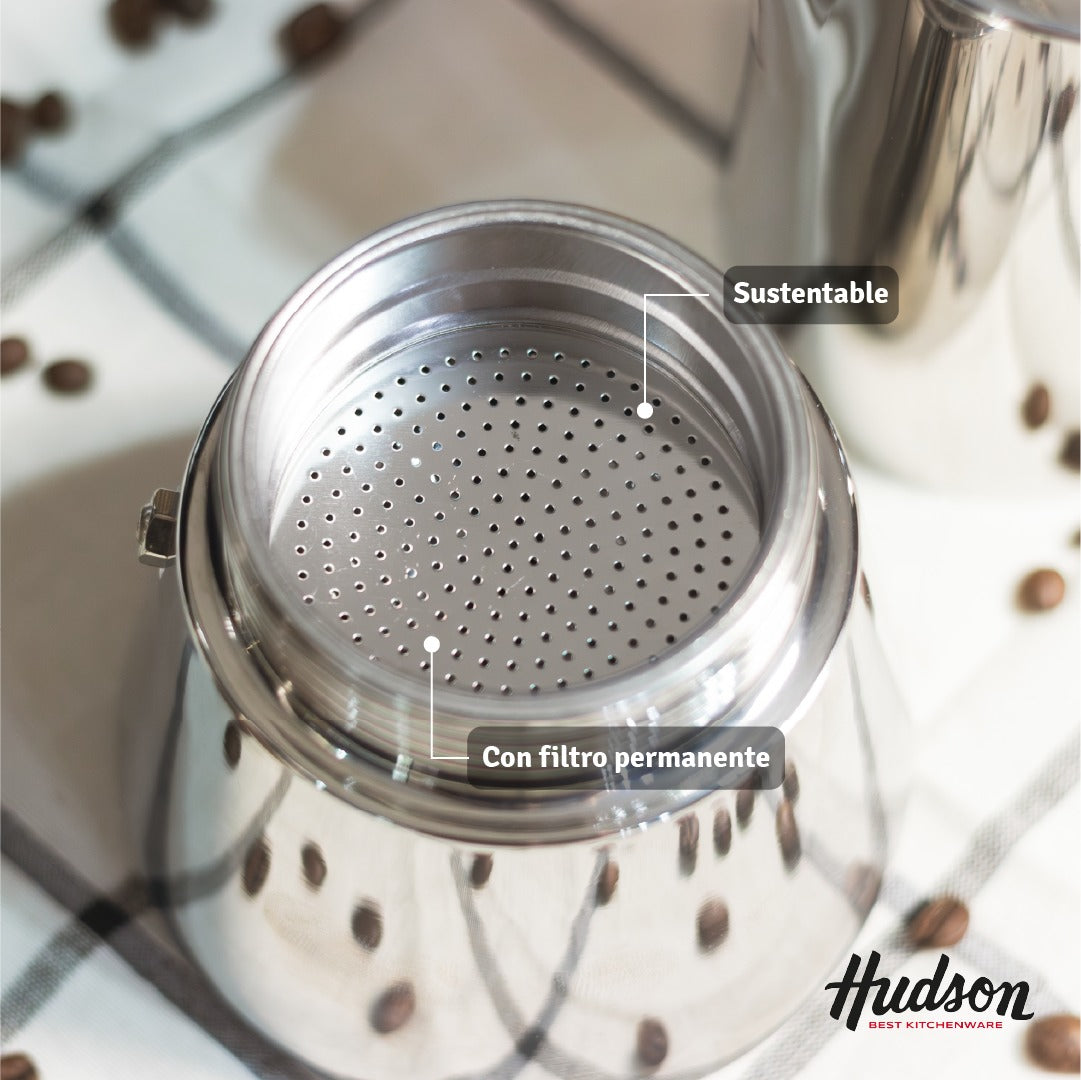 Cafetera Italiana Hudson de Acero Inoxidable Mirror 6 Pocillos Apta Inducción – SSCM22