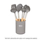 Set 6 Utensilios Nylon Mango Madera