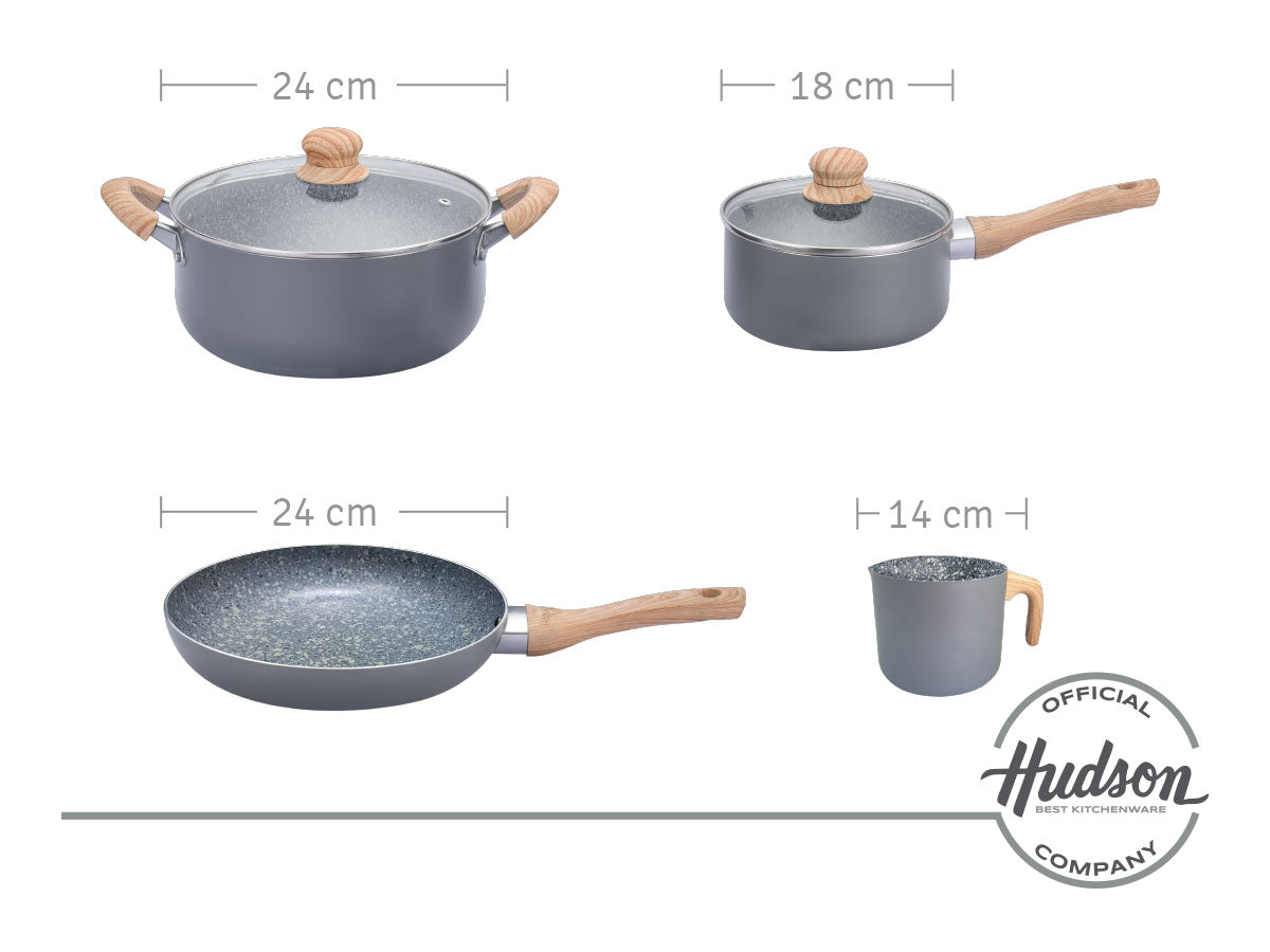 Kit De Ollas Hudson + Bifera + Jarro + Panquequera + Wok