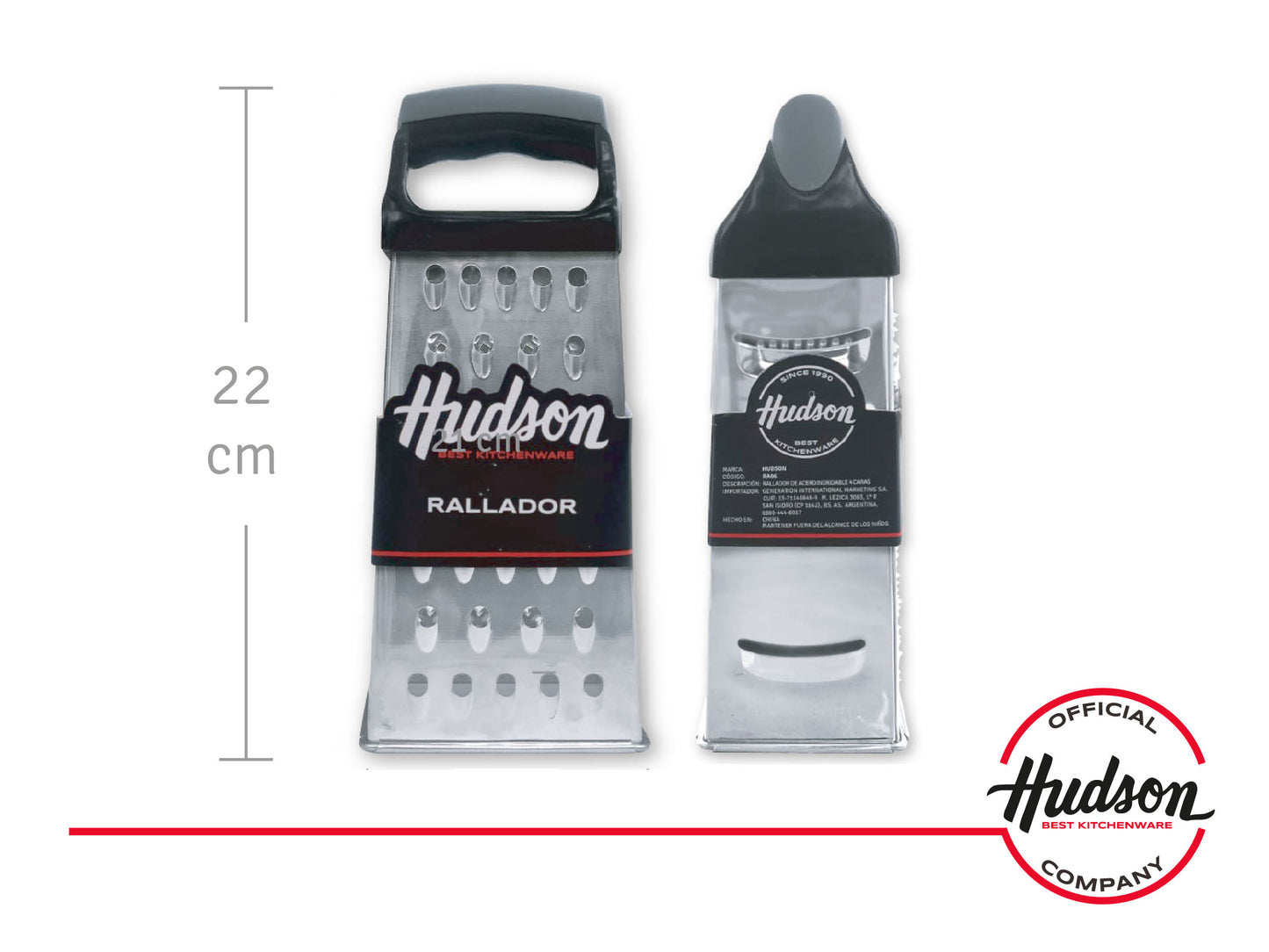 Rallador 4 Caras Hudson Acero Inoxidable 22 Cm