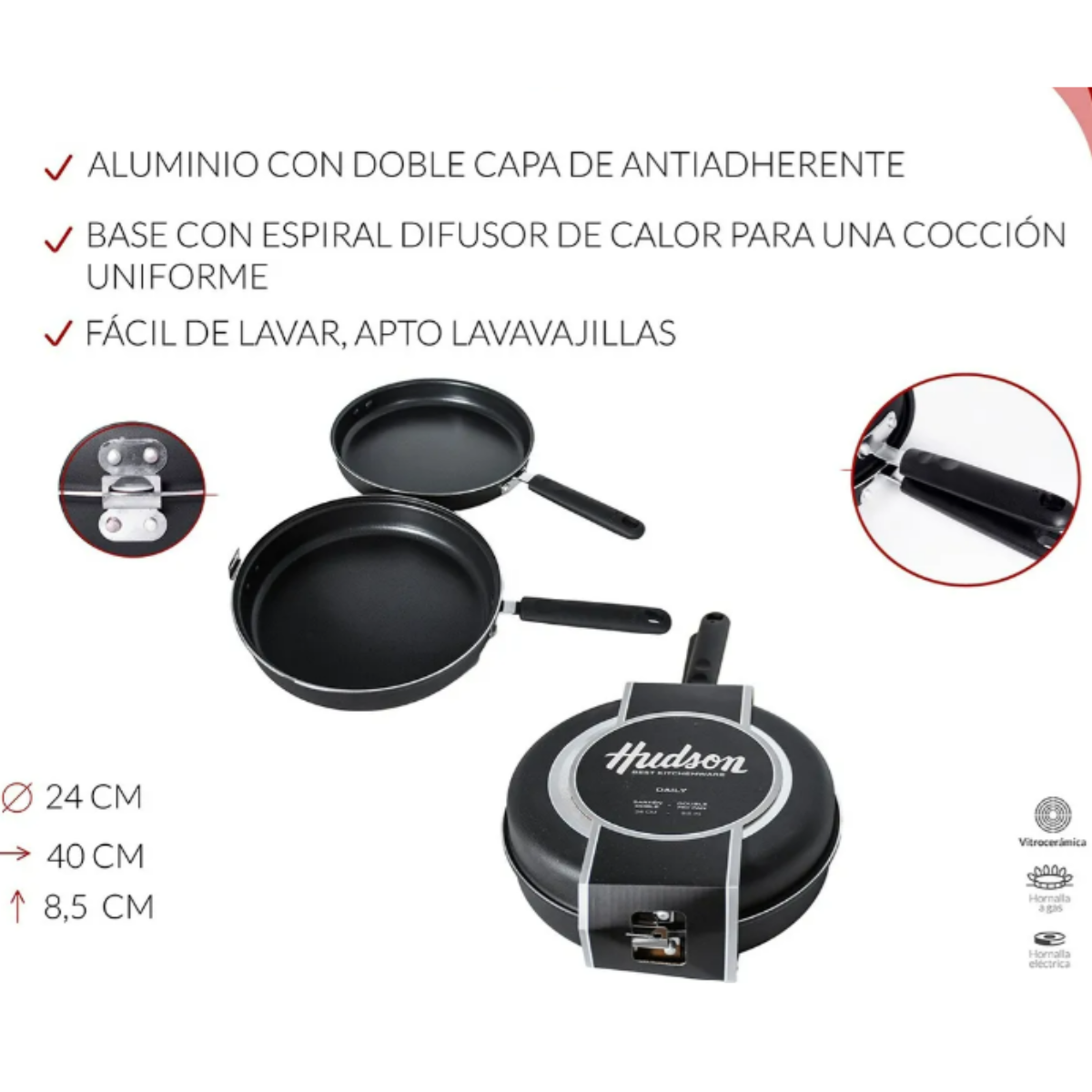 Sartén Doble Hudson Daily 24 cm Aluminio Antiadherente