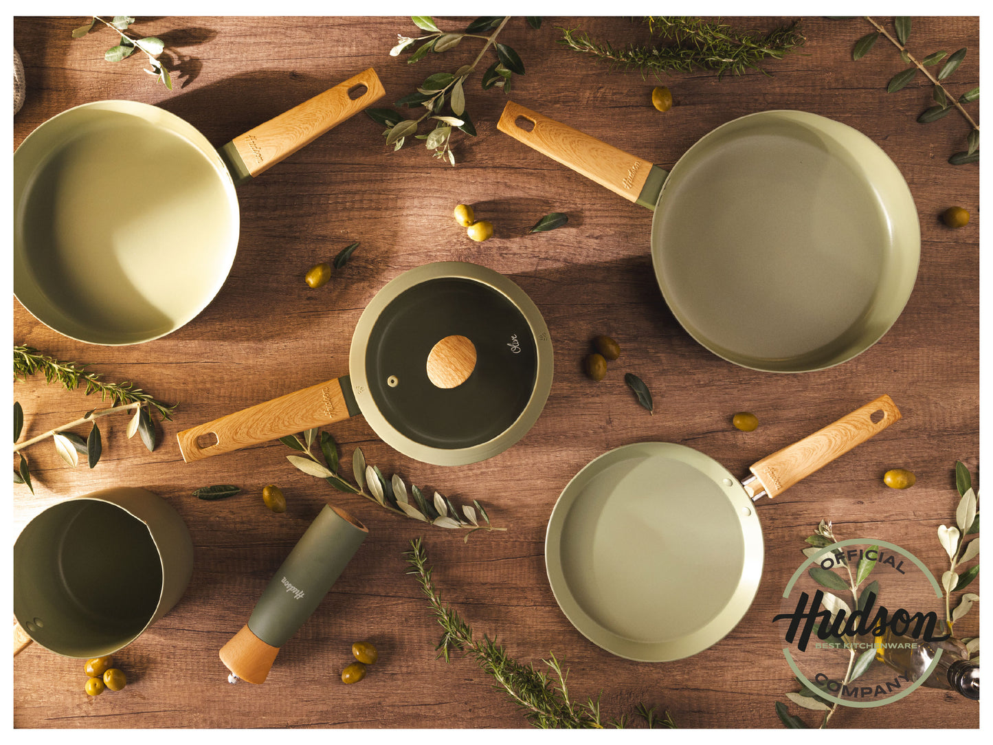 Batería De Cocina Hudson 5 Piezas Antiadherente Aluminio