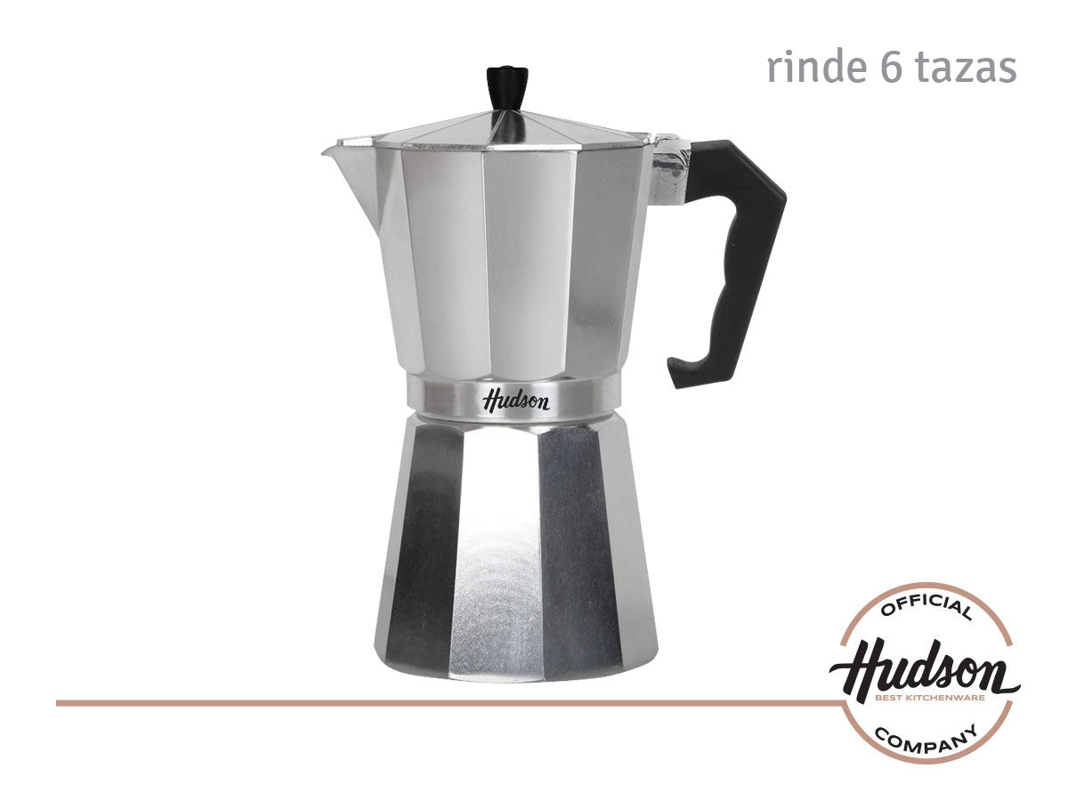 Cafetera Aluminio Pulido Hudson Tipo Italiana 6 Tazas