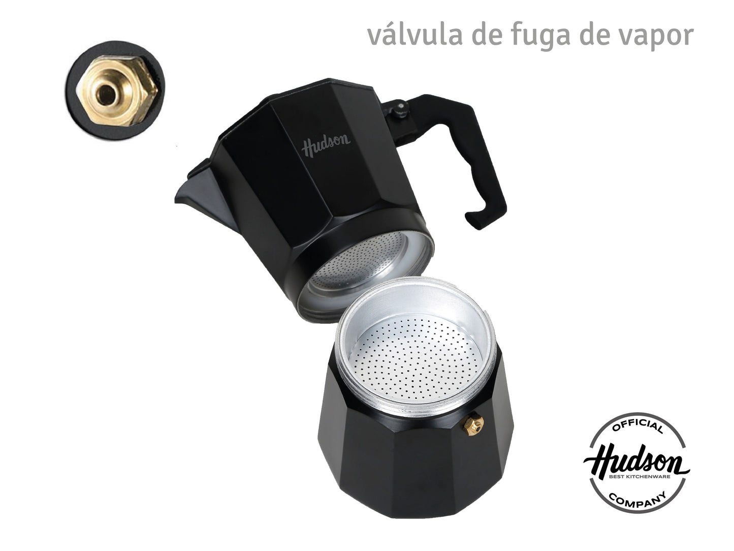 Cafetera De Aluminio Black Italiana Inducción Linea Hudson