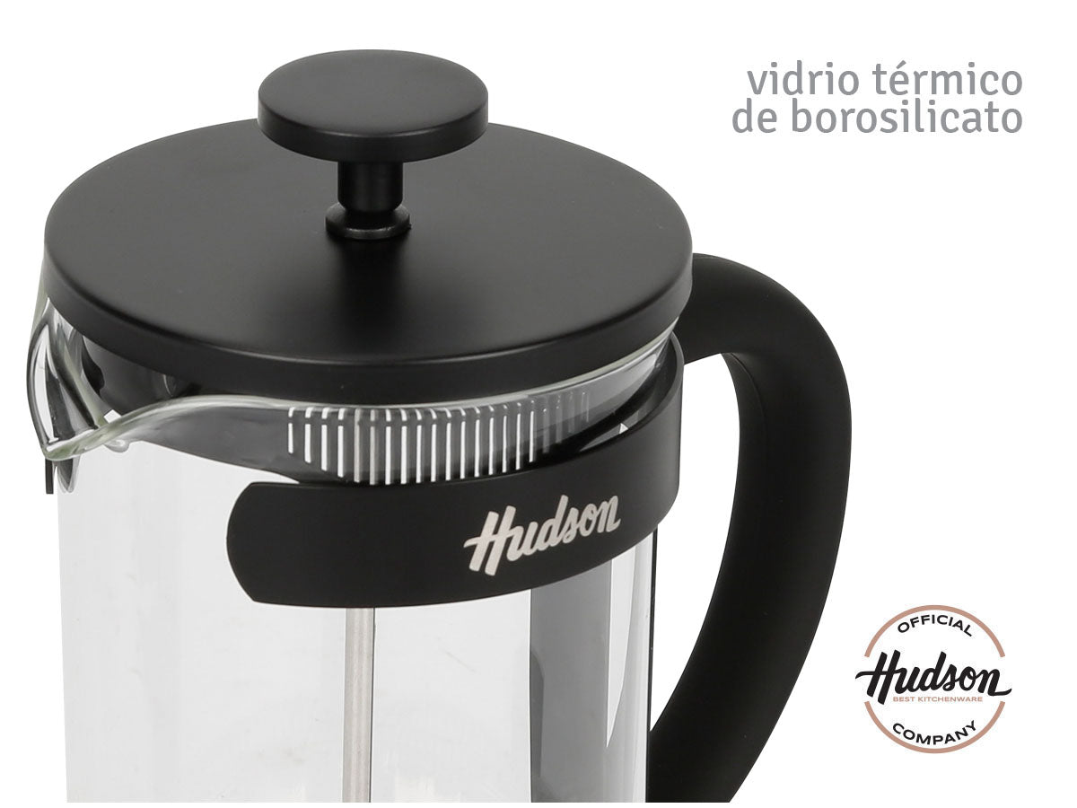 Cafetera Vidrio Acero Inoxidable Prensa Francesa 600ml Negra