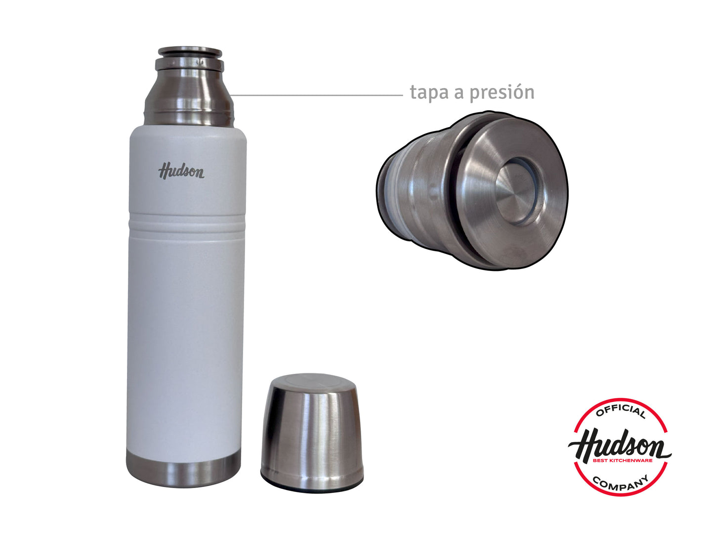Termo Botella Térmica 1L Acero Inoxidable Doble Pared Blanco