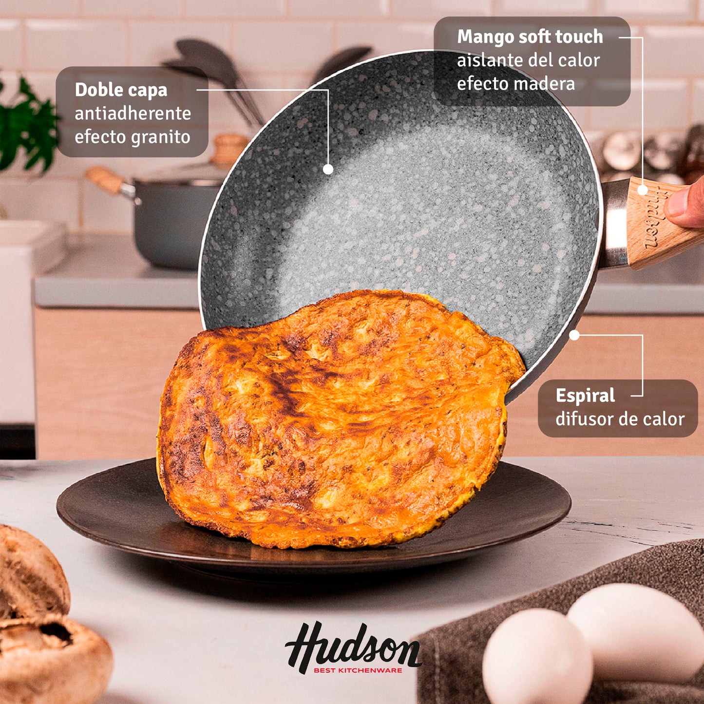 Sarten Hudson 24 Cm Alumino Antiadherente  Granito