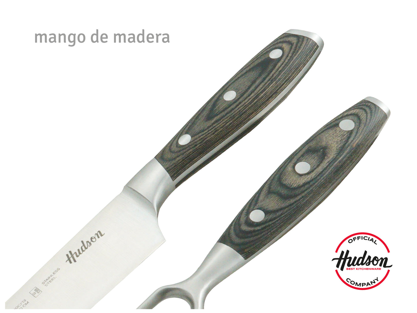 Set De Cuchillo Con Tenerdor 8 Linea Hudson Mango De Madera