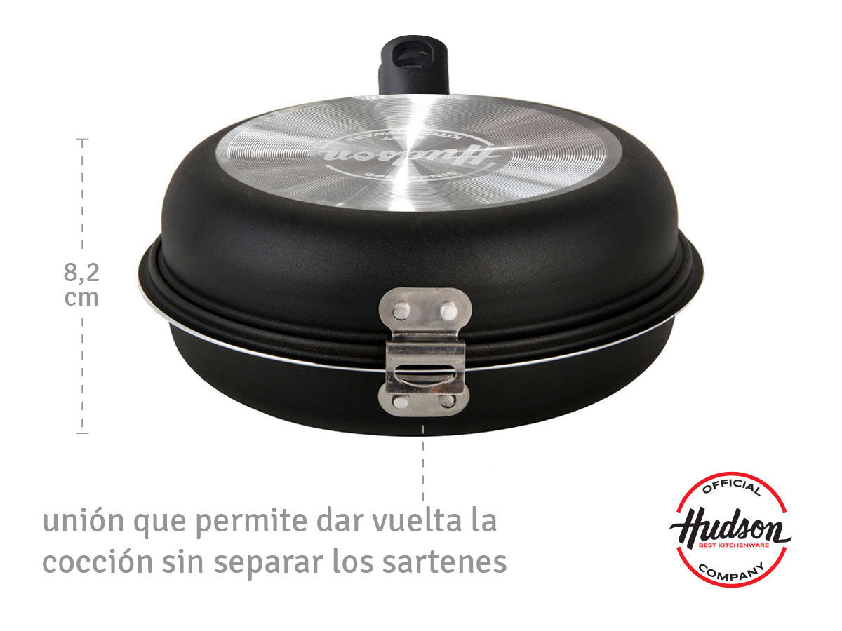 Sartén Doble Hudson Antiadherente 24 Cm Color Negro